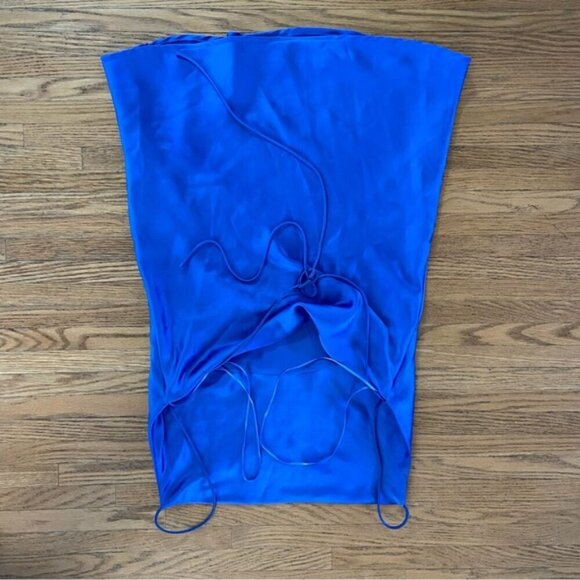 ZARA Cobalt Blue Satin Mini Dress Women’s Size Small - Picture 5 of 7